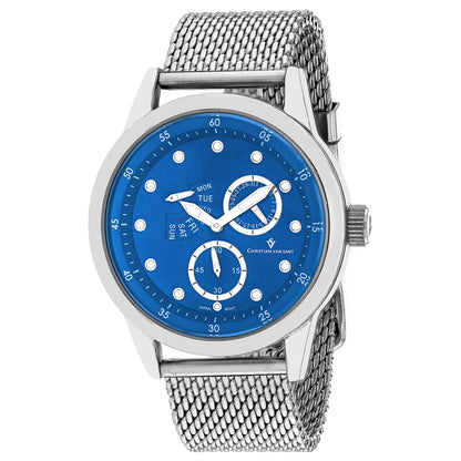 Christian Van Sant Men's 44mm Rio Quartz Multi-Function Day & Date Mesh Bracelet Watch