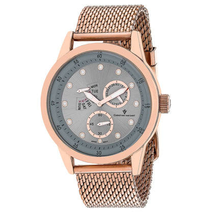 Christian Van Sant Men's 44mm Rio Quartz Multi-Function Day & Date Mesh Bracelet Watch