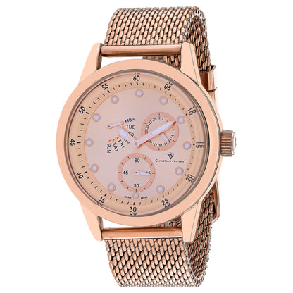 Christian Van Sant Men's 44mm Rio Quartz Multi-Function Day & Date Mesh Bracelet Watch