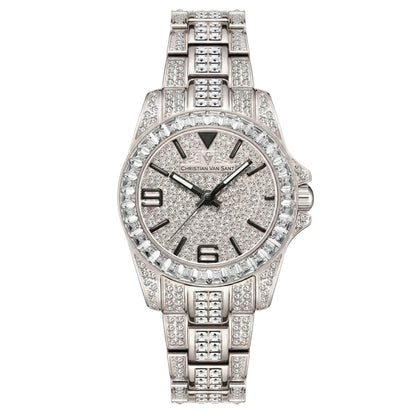 Christian Van Sant Women's 31mm Majestic Quartz Crystal Pave Bracelet Watch