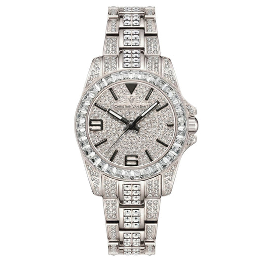Christian Van Sant Women's 31mm Majestic Quartz Crystal Pave Bracelet Watch
