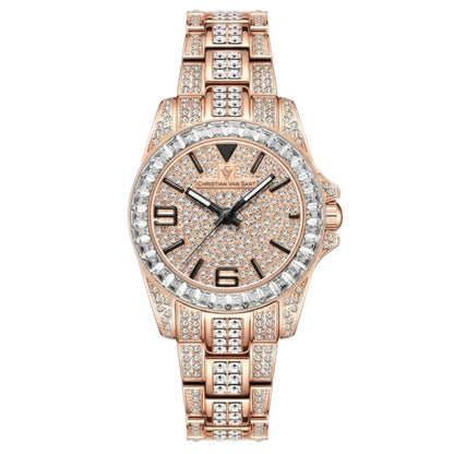Christian Van Sant Women's 31mm Majestic Quartz Crystal Pave Bracelet Watch