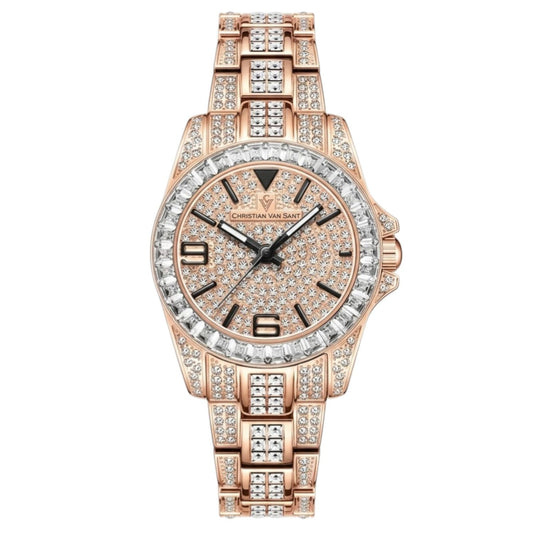 Christian Van Sant Women's 31mm Majestic Quartz Crystal Pave Bracelet Watch