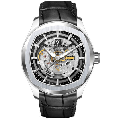Christian Van Sant Men's 42mm Romeo Automatic Exhibition Dial Leather Strap Watch