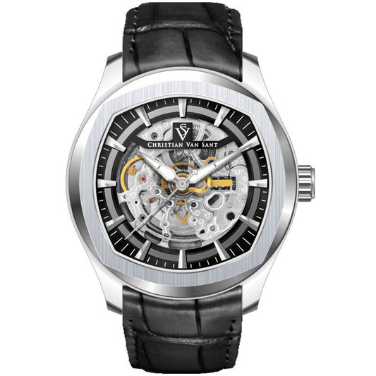 Christian Van Sant Men's 42mm Romeo Automatic Exhibition Dial Leather Strap Watch