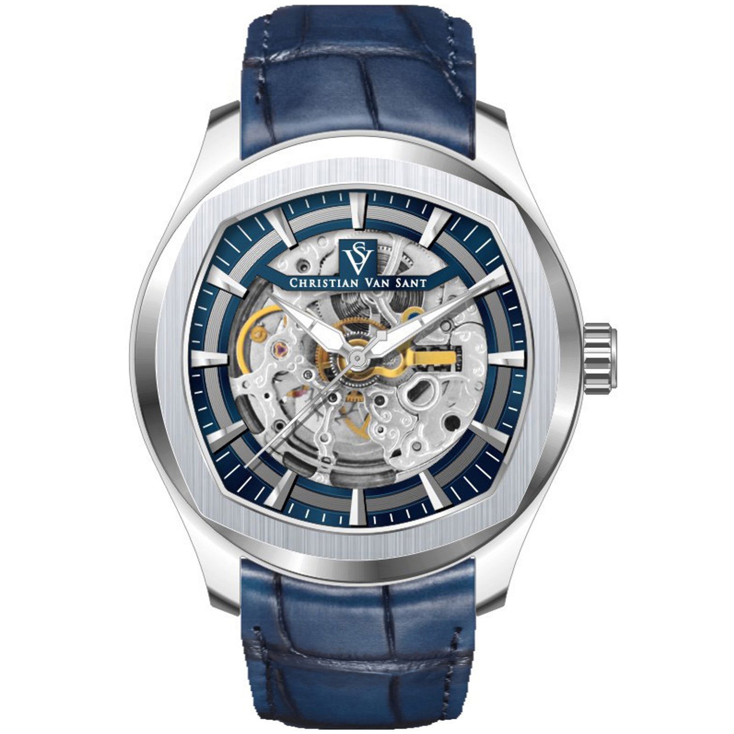 Christian Van Sant Men's 42mm Romeo Automatic Exhibition Dial Leather Strap Watch