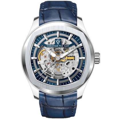 Christian Van Sant Men's 42mm Romeo Automatic Exhibition Dial Leather Strap Watch