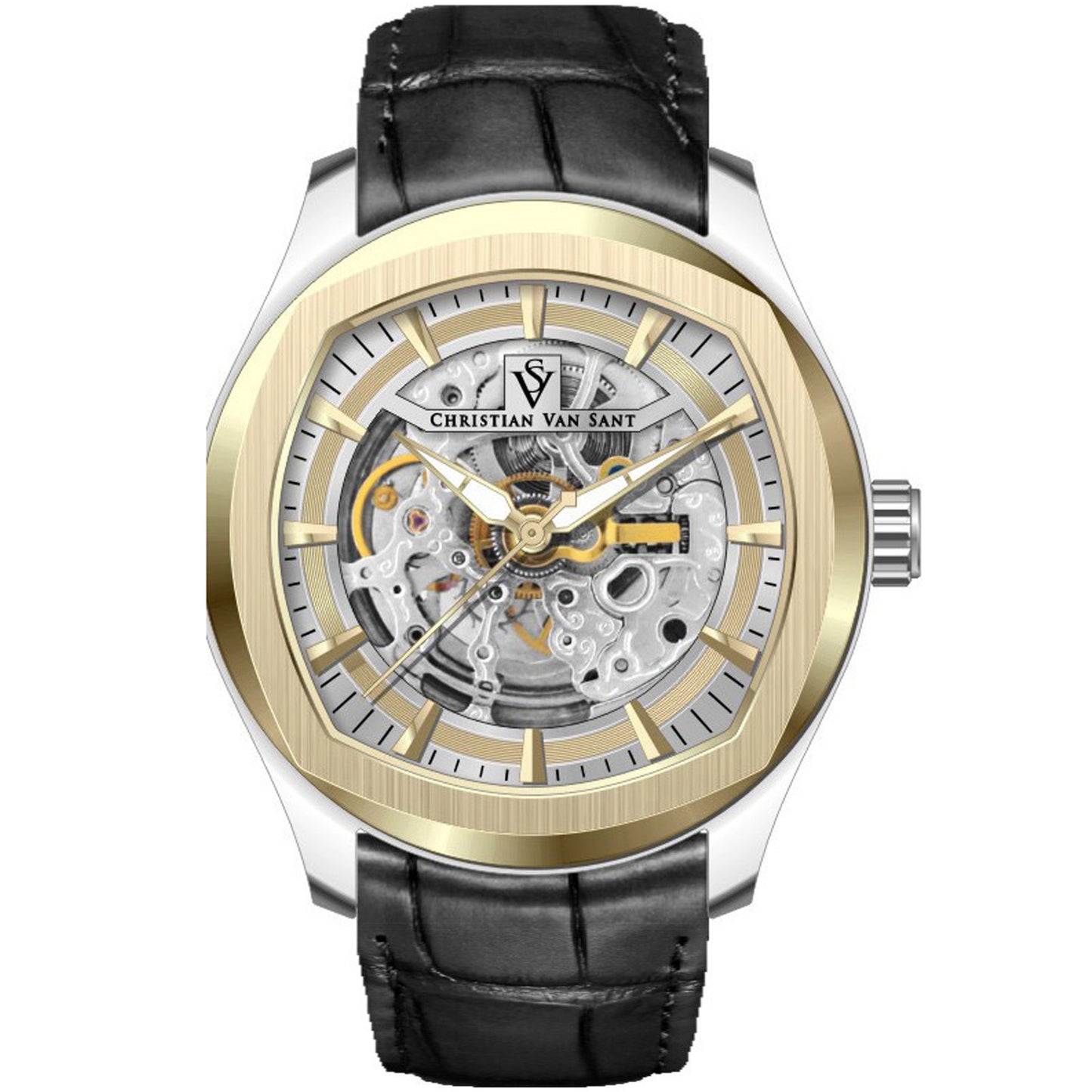Christian Van Sant Men's 42mm Romeo Automatic Exhibition Dial Leather Strap Watch
