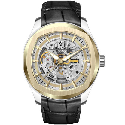 Christian Van Sant Men's 42mm Romeo Automatic Exhibition Dial Leather Strap Watch
