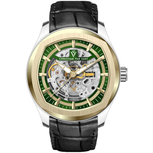 Christian Van Sant Men's 42mm Romeo Automatic Exhibition Dial Leather Strap Watch