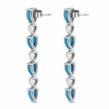 Sterling Silver Pear-Shaped Sleeping Beauty Turquoise Dangle Earrings