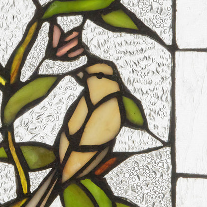 Tiffany-Style Lighting 14"H Birds in a Lemon Tree Stained Glass Decorative Window Panel