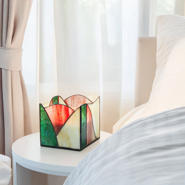 Tiffany-Style Lighting 4.75" Abstract Design Stained Glass Candle Holder