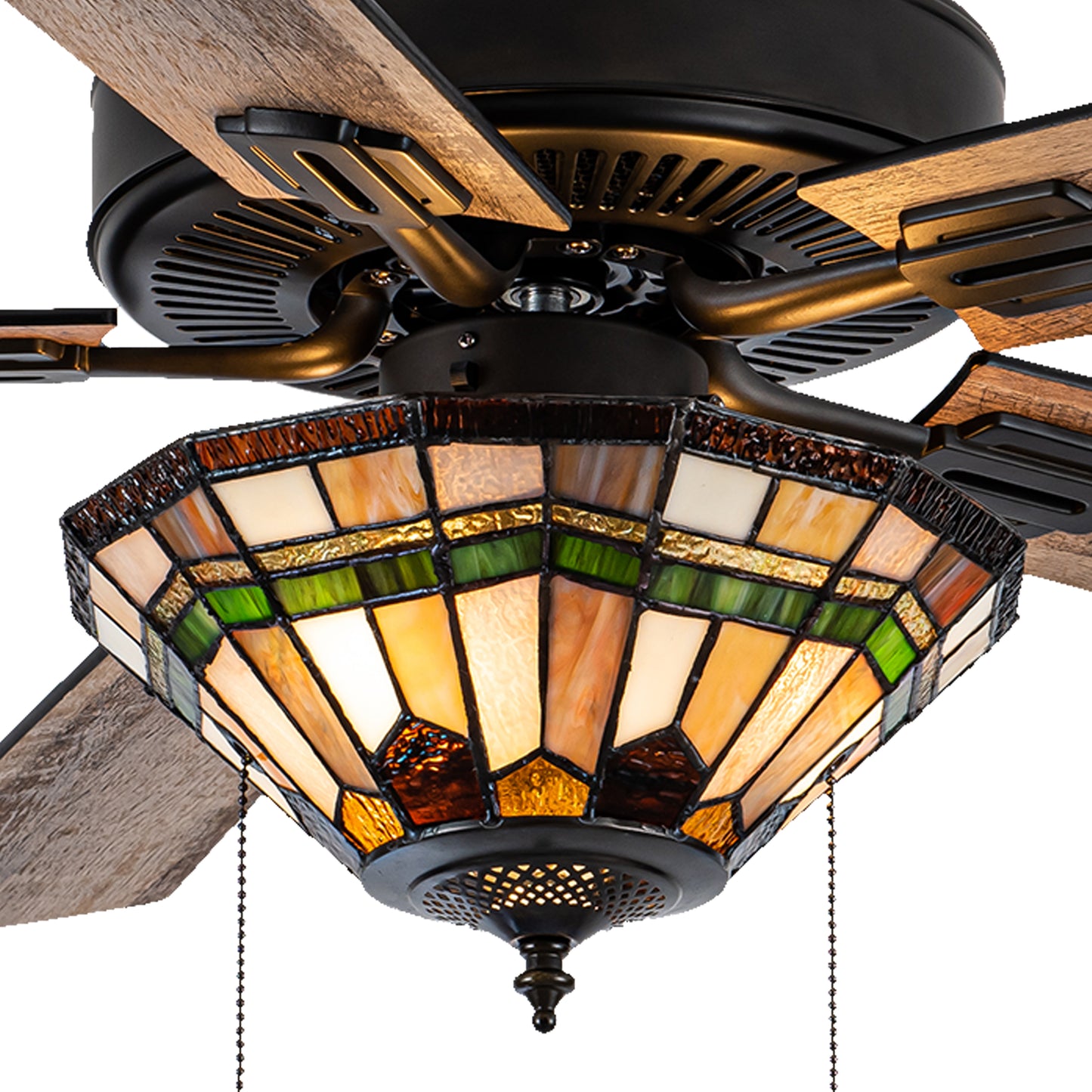 Tiffany-Style Lighting 52" Damien 5-Blade Remote Controlled Ceiling Fan