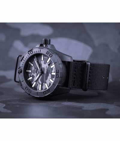 Deep Blue 44mm Daynight Stealth Ops Camo Automatic Poly Carbon Nylon Strap Watch