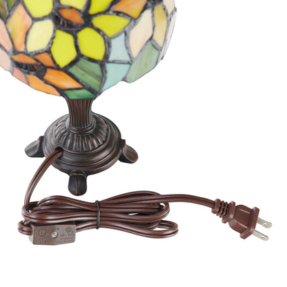 Tiffany-Style Lighting 12" Stained Glass Sunflower Blossoms Accent Table Lamp