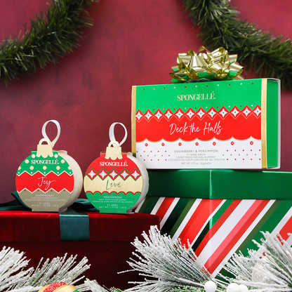 Spongellé Deck the Halls Holiday Ornament Body Wash Infused Buffer Gift Set