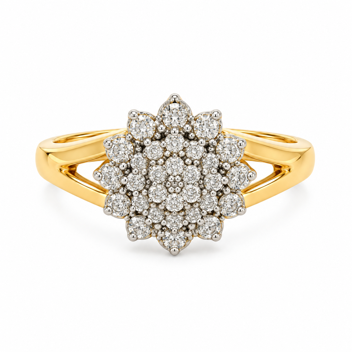 Gold Plated 0.50ctw Diamond Cluster Ring
