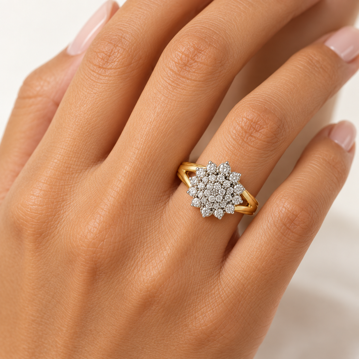 Gold Plated 0.50ctw Diamond Cluster Ring