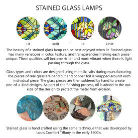 Tiffany-Style Lighting 24.5 Halston Amber Double Lit Stained Glass Urn Table Lamp