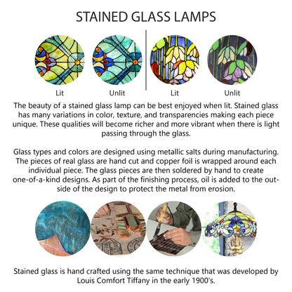 Tiffany-Style Lighting 12" Stained Glass Sunflower Blossoms Accent Table Lamp
