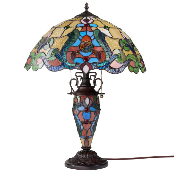 Tiffany-Style Lighting 24"H Margaret Double Lit Stained Glass Table Lamp