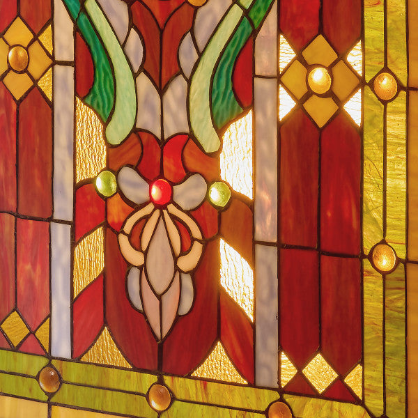 Tiffany-Style Lighting 28" Fleur de Lis Stained Glass Fireplace Screen