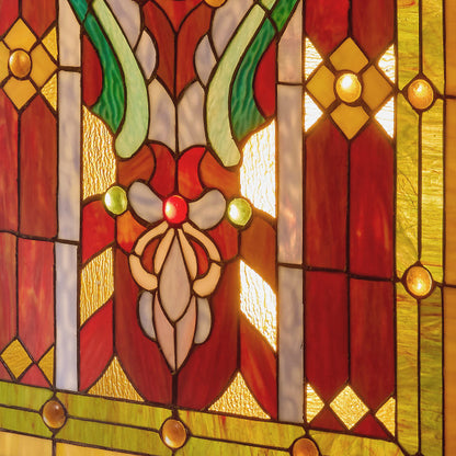 Tiffany-Style Lighting 28" Fleur de Lis Stained Glass Fireplace Screen