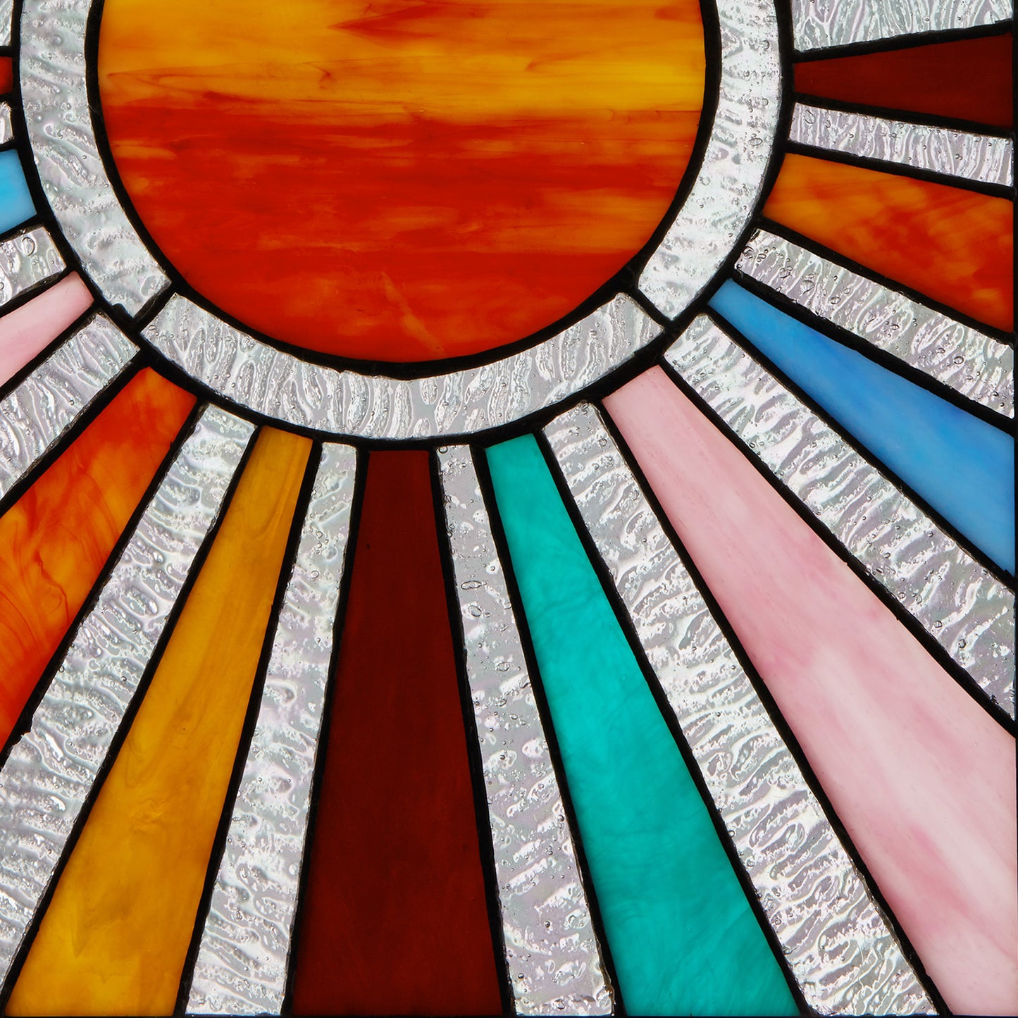 Tiffany-Style Lighting 14.5" Lila Multicolor Sunburst Stained Glass Window Panel