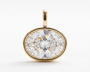 Brilliante Gold Plated Simulated Diamond 16x12mm Oval East-West Pendant