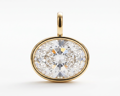 Brilliante Gold Plated Simulated Diamond 16x12mm Oval East-West Pendant