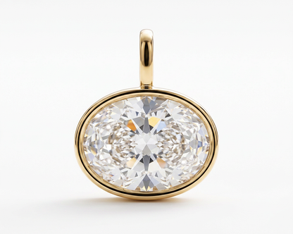 Brilliante Gold Plated Simulated Diamond 16x12mm Oval East-West Pendant