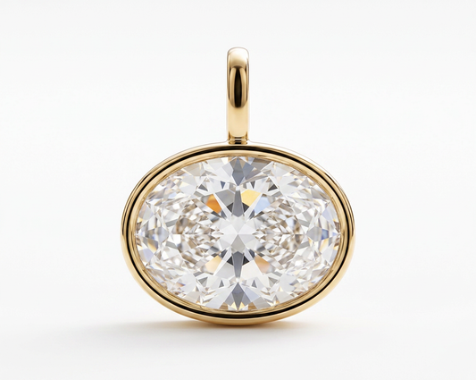 Brilliante Gold Plated Simulated Diamond 16x12mm Oval East-West Pendant