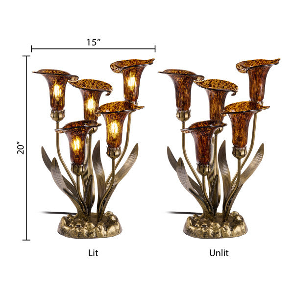 Tiffany-Style Lighting 20" Hand Blown Glass 5 Calla Lily Uplight Accent Lamp