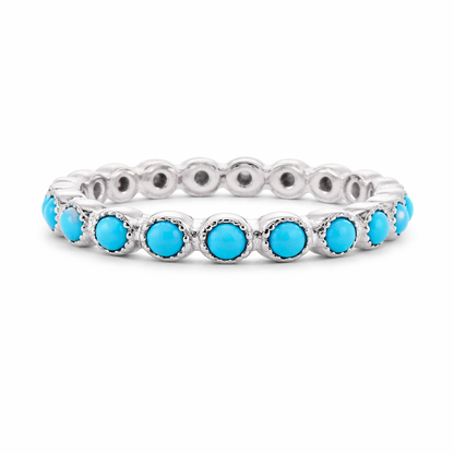 Sterling Silver 2mm Sleeping Beauty Turquoise Eternity Band Ring