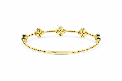 Sterling Silver 2mm Round Sleeping Beauty Turq Cluster Beaded Bangle Bracelet