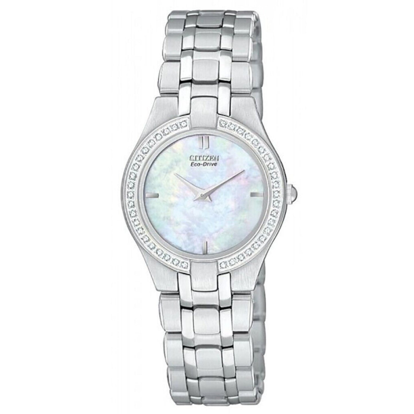 Citizen Women's 25mm Stiletto Quartz MOP Dial Diamond Bezel Bracelet Watch - EG3150-51D