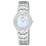 Citizen Women's 25mm Stiletto Quartz MOP Dial Diamond Bezel Bracelet Watch - EG3150-51D