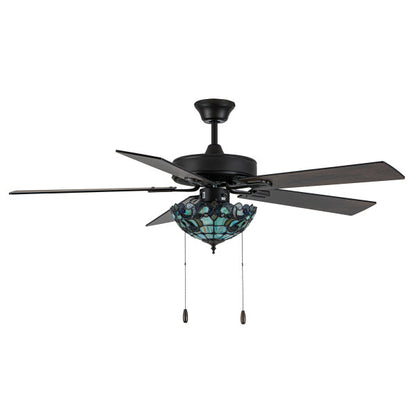 Tiffany-Style Lighting 52" Magna Carta Indoor Glass Oil Rubbed Bronze Celing Fan