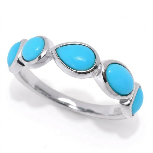 Platinum Plated Multi Shape Sleeping Beauty Turquoise Ring
