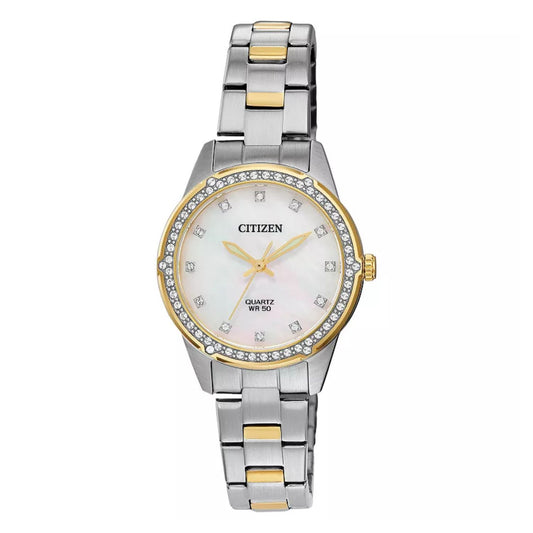 Citizen Women's 30mm Accent Quartz MOP Dial Crystal Accented Bracelet Watch - ER0224-51D