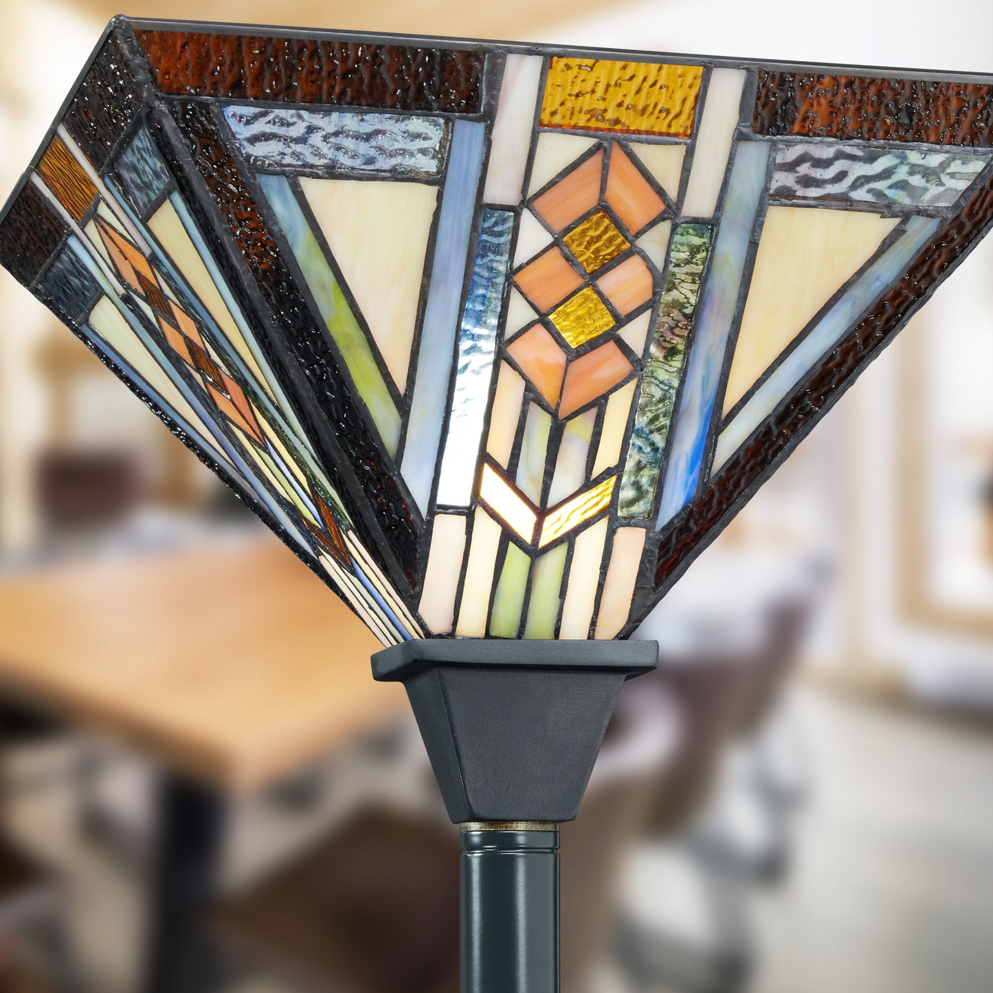 Tiffany-Style Lighting 71" Stained Glass Mission Style Southwestern Torchiere