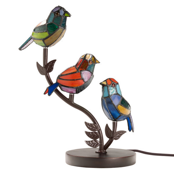 Tiffany-Style Lighting 15" Stained Glass Bird Novelty Table Lamp