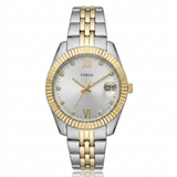 Fossil Women's Scarlette 32mm Quartz Date Crystal Accented Two-Tone Bracelet Watch