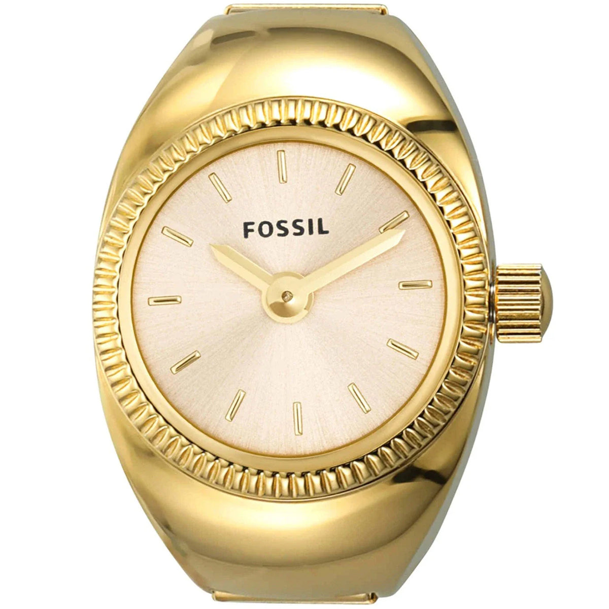 Fossil Women's 15mm Quartz Textured Bezel Ring Watch