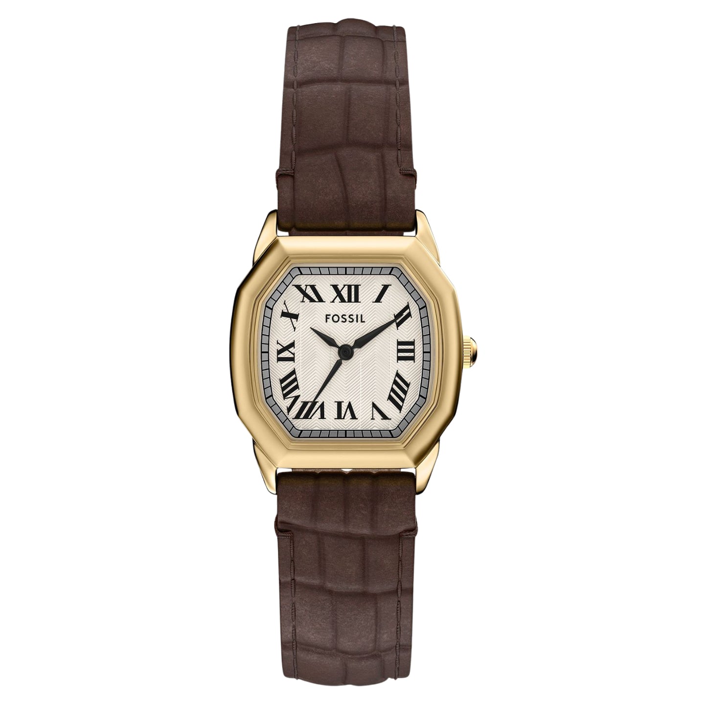 Fossil Women's Harlow 27mm Quartz Octagon Croco-Embossed Leather Strap Watch
