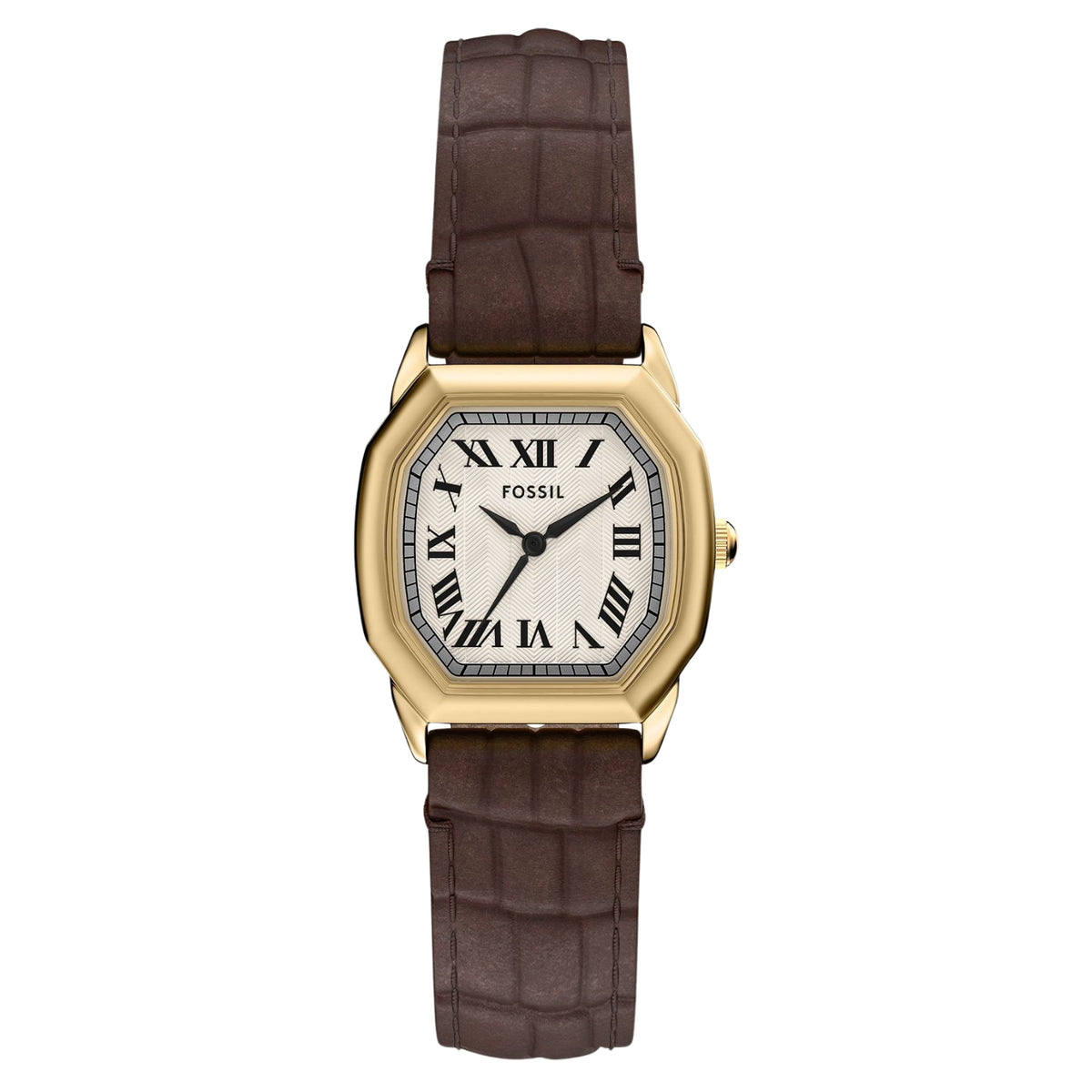 Fossil Women's Harlow 27mm Quartz Octagon Croco-Embossed Leather Strap Watch