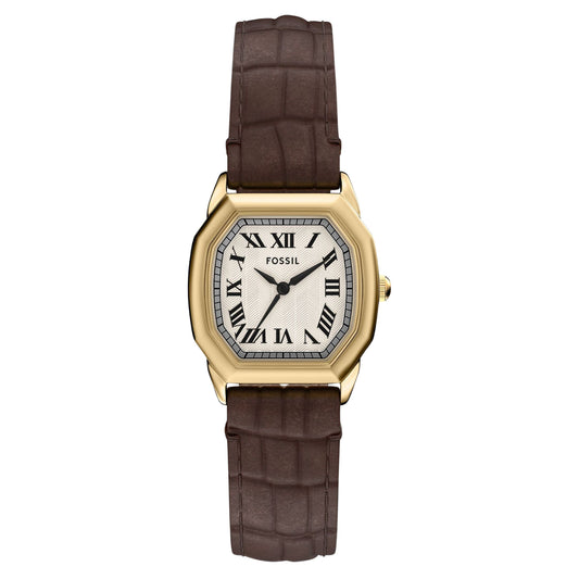 Fossil Women's Harlow 27mm Quartz Octagon Croco-Embossed Leather Strap Watch