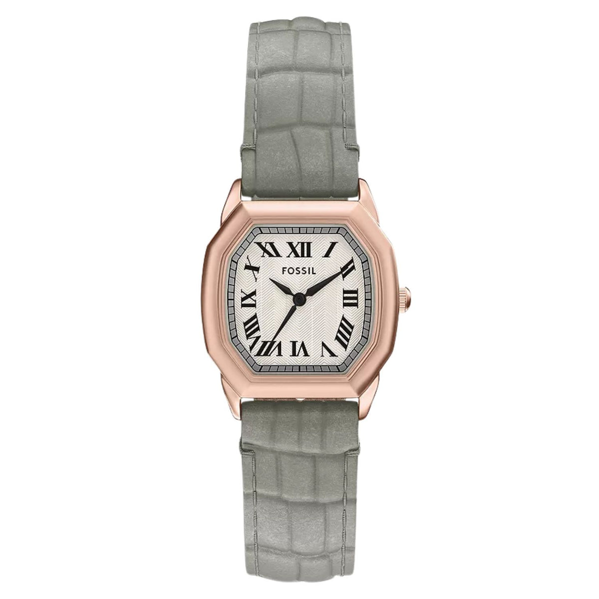 Fossil Women's Harlow 27mm Quartz Octagon Croco-Embossed Rosetone Strap Watch