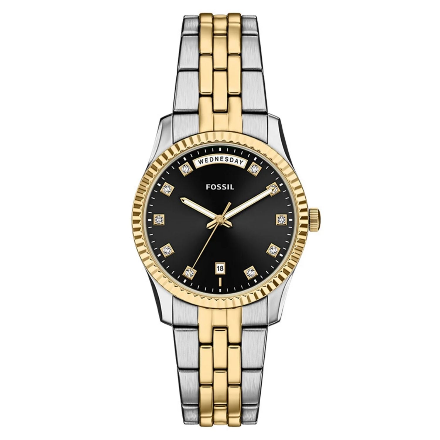 Fossil Women's Scarlette 34mm Quartz Day & Date Crystal Accented